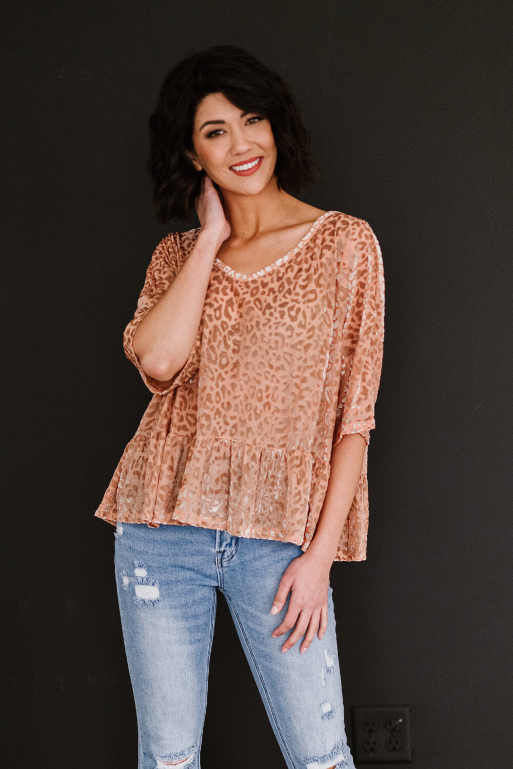 Cheers to You Leopard Burnout Top -