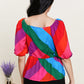 Skies Are Blue Colorful Day Color Block Peplum Top -