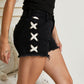 Vocal No Hard Feelings Lace-Up Shorts in Black -