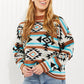 Andree by Unit Southwestern Sunset Full Size Geometric Mock Neck Sweater -