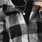 Plaid Zip Up Collared Plush Jacket -