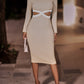 Contrast Cutout Ribbed Bodycon Dress -