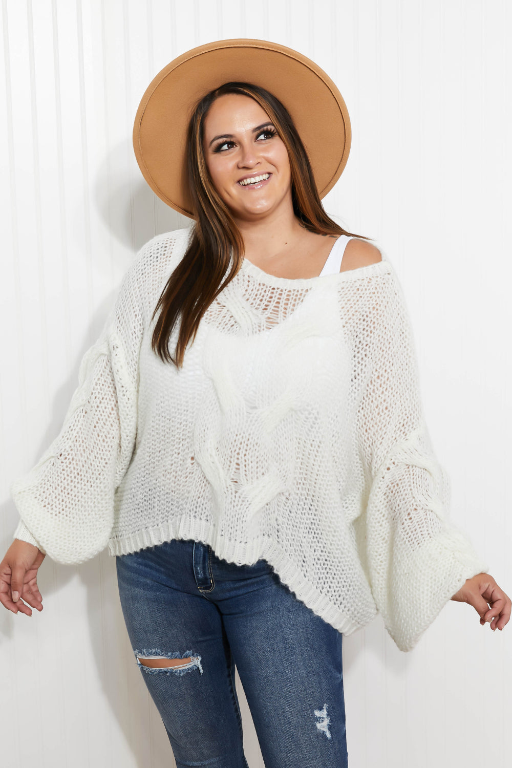 Sweet Generis Second Chances Cable-Knit Openwork Sweater -
