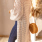 Dropped Shoulder Long Sleeve Crochet Duster Cardigan -