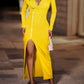 Zip Up Split Maxi Dress - Yellow / S