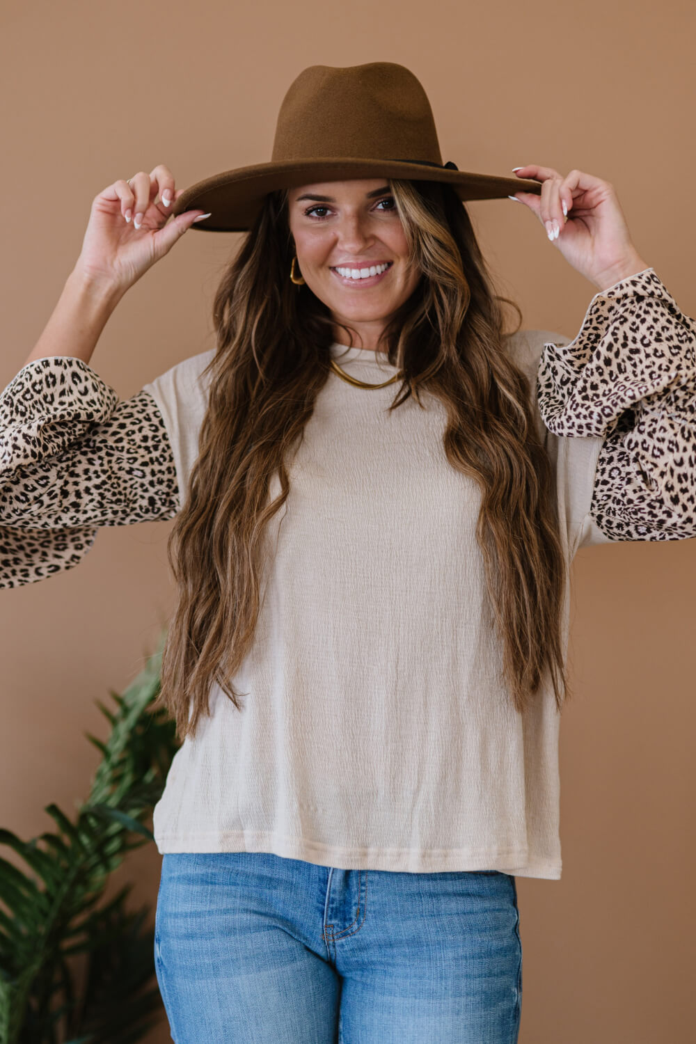 Aspire to Inspire Leopard Bell Sleeve Top -