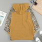 Leopard Print Sleeve Drawstring Hoodie -