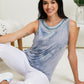 Vocal Finest Hour Acid Wash Rhinestone Neckline Tank in Blue -