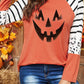 Halloween Graphic Mixed Print Raglan Sleeve Top -