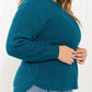 Zenana Autumn is Calling Full Size Waffle Knit Sweater in Teal -