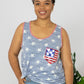 e. Luna Star Spangled Printed Sequin Pocket Tank -