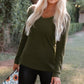 Studded Grommet V-Neck Long Sleeve Top -
