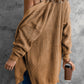 Openwork Rib-Knit Slit Cardigan -
