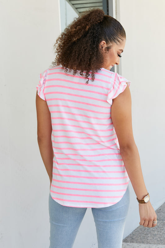 Sew In Love Illuminate the Way Striped Tee in Neon Pink -