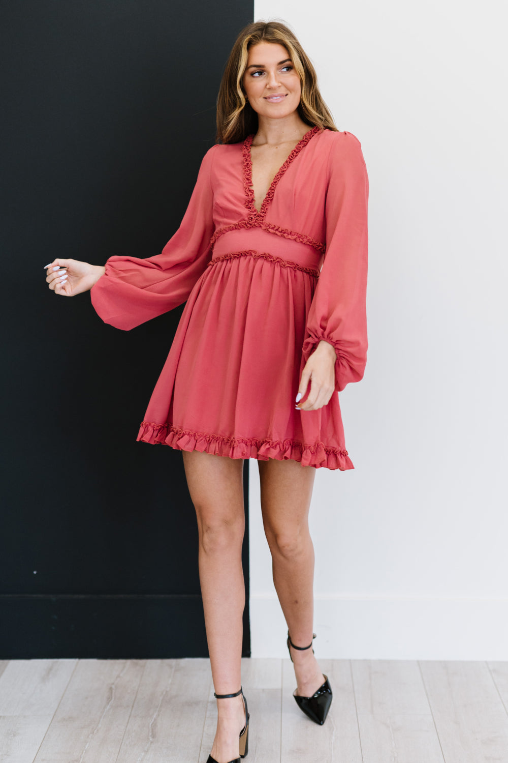 Dress Day Regal Ruffles Mini Dress -