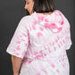 Sew In Love Watching Clouds Tie-Dye Short-Sleeved Hoodie in Neon Pink -