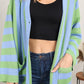 Petal Dew Striped Button-Up Pocket Cardigan -