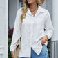 Textured Side Slit Long Sleeve Shirt -