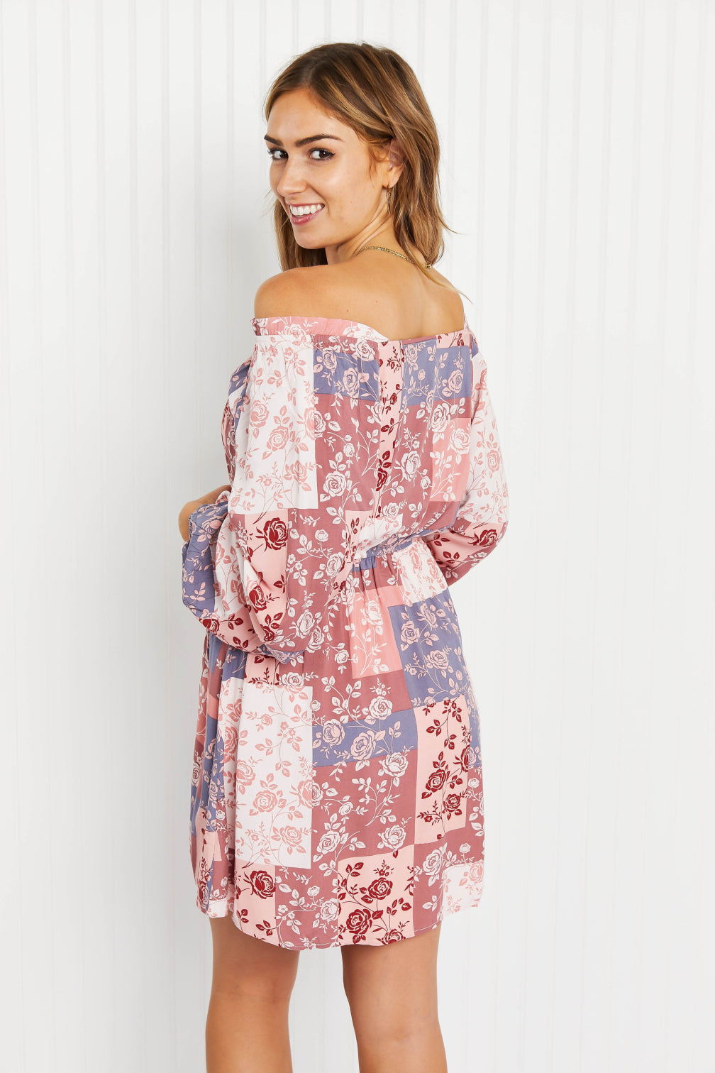 Andree by Unit Patchwork Floral Balloon Sleeve Dress -