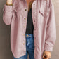 Suede Snap Front Dropped Shoulder Jacket -