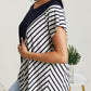 Sew In Love Spoonful of Sugar Striped Color Block Tee in Navy -