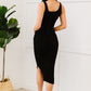 PRIVY Ruched Sleeveless Midi Dress with Side Slit -