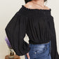 HYFVE Never Too Chic Off-Shoulder Button Front Crop Top -