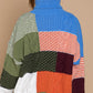 POL Full Size Color Block Turtleneck Dropped Shoulder Sweater -