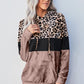 Leopard Color Block Hoodie - Brown / S