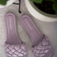Weeboo Cakewalk Woven Square Toe Slides in Lilac -