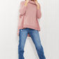 Zenana Love and Cuddles Full Size Cowl Neck Poncho Sweater in Light Rose -