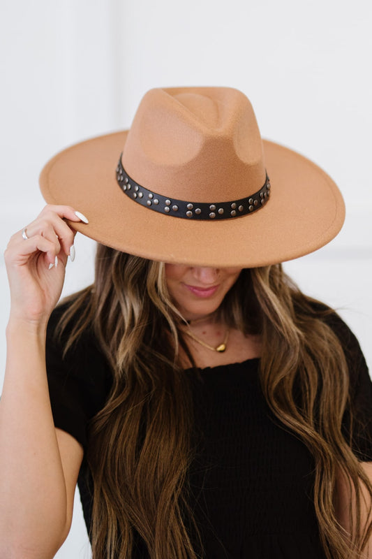 Fame Take a Stroll Studded Fedora - Tan / One Size