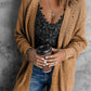 Openwork Rib-Knit Slit Cardigan -