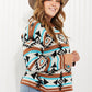Andree by Unit Southwestern Sunset Full Size Geometric Mock Neck Sweater -
