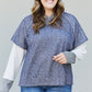 Sugarfox Full Size Contrast Faux Layered Exposed Seam Hoodie -