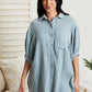 GeeGee La La Land Gauze Button-Up Tunic in Sage -