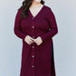 Zenana Autumn Aura Full Size Ribbed Longline Cardigan in Dark Burgundy -