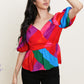Skies Are Blue Colorful Day Color Block Peplum Top -