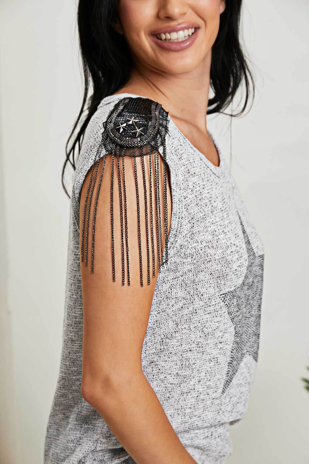 Vocal Starlit Night Chain Detail Sleeveless Tee -