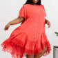 Davi & Dani Fly with Me Full Size Button Down Ruffle Dress -