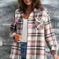 Plaid Button Front Shirt Jacket with Breast Pockets -