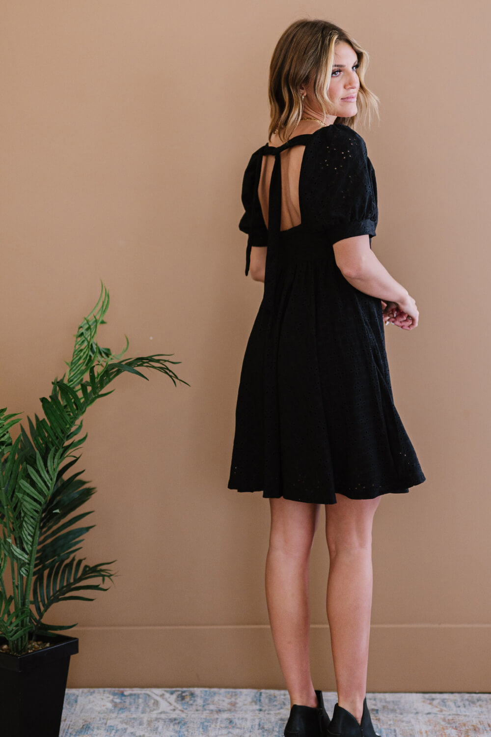 Davi & Dani All About Eyelet Full Size Run Dress in Black -