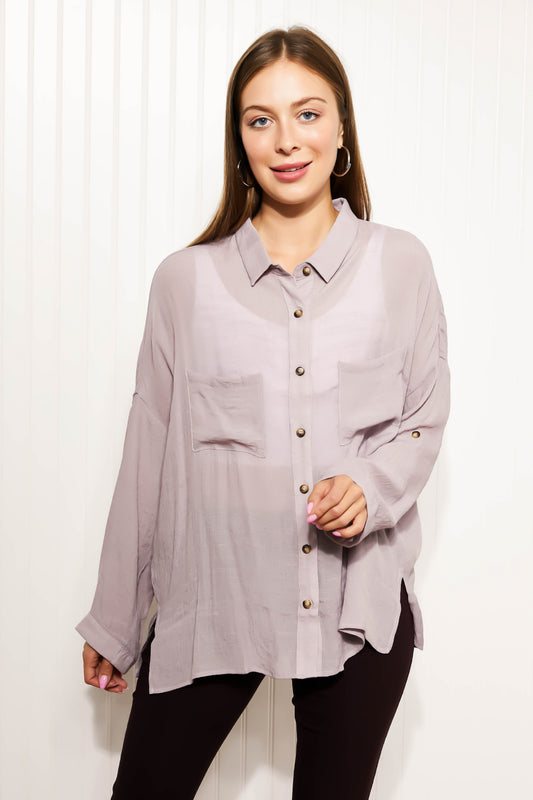 HYFVE Back in Business Button-Up Shirt - D.Mauve / S