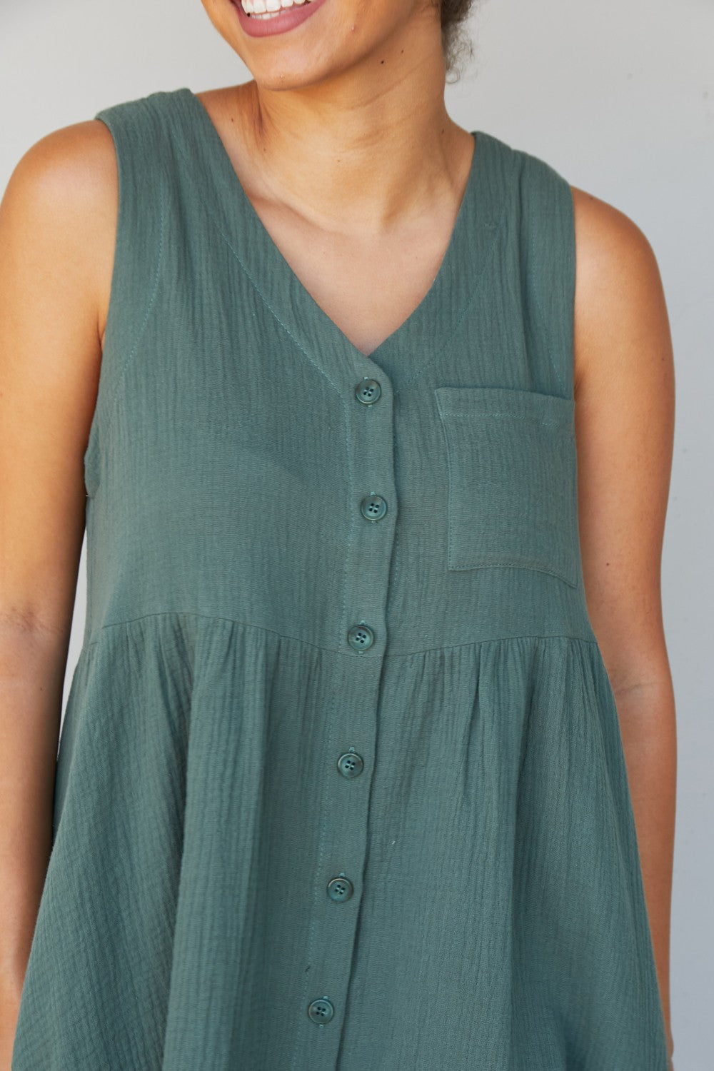 Cotton Bleu Farmers' Market Button-Up Sleeveless Dress -