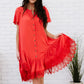 Davi & Dani Fly with Me Full Size Button Down Ruffle Dress -