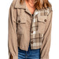 Plaid Corduroy Dropped Shoulder Jacket -