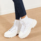 Berness Stick To It Platform Lace-Up Booties in White -