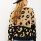 CY Fashion Full Size Leopard V-Neck Fuzzy Sweater -