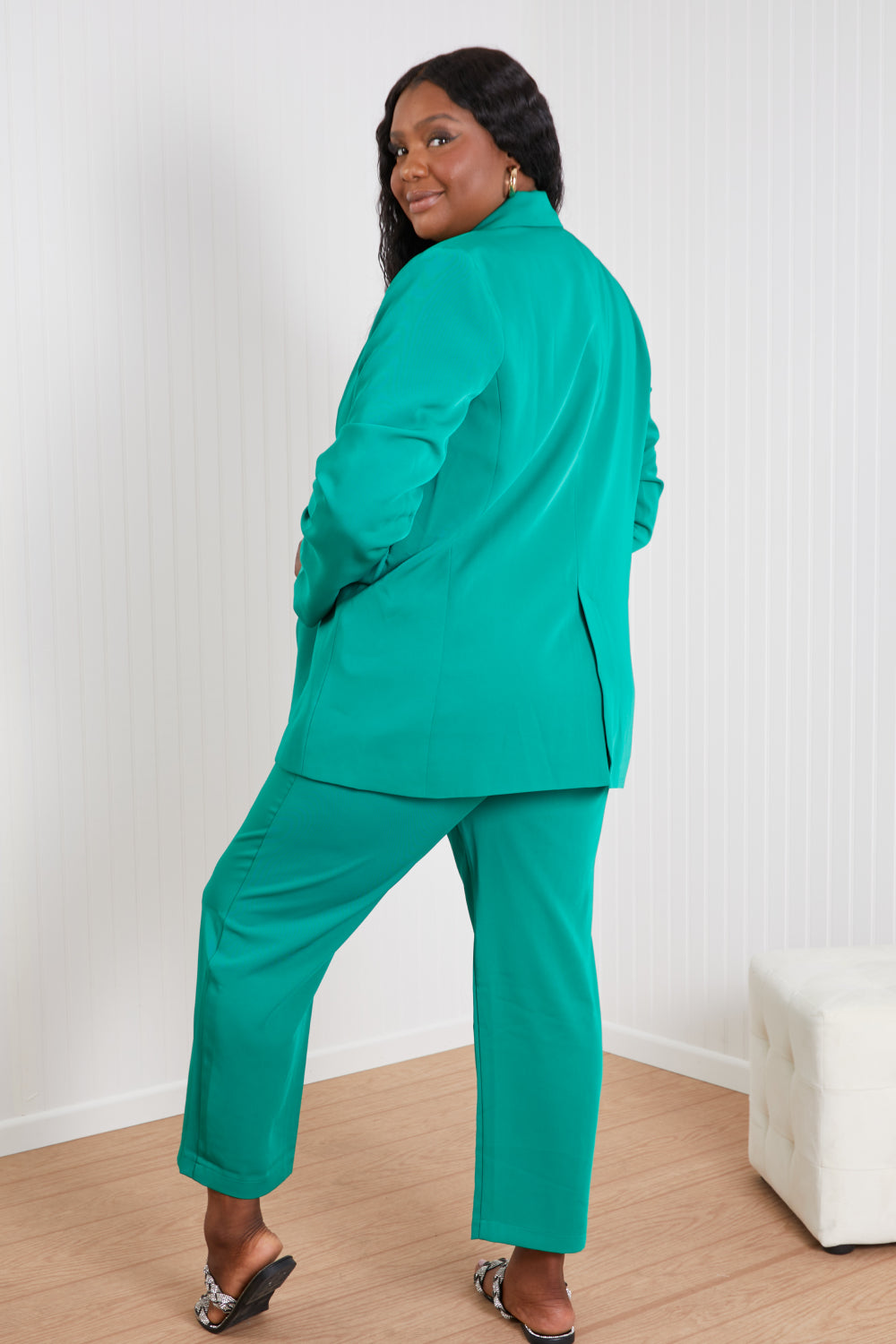 GeeGee Wall Street Bra, Blazer, and Pants Set in Kelly Green -