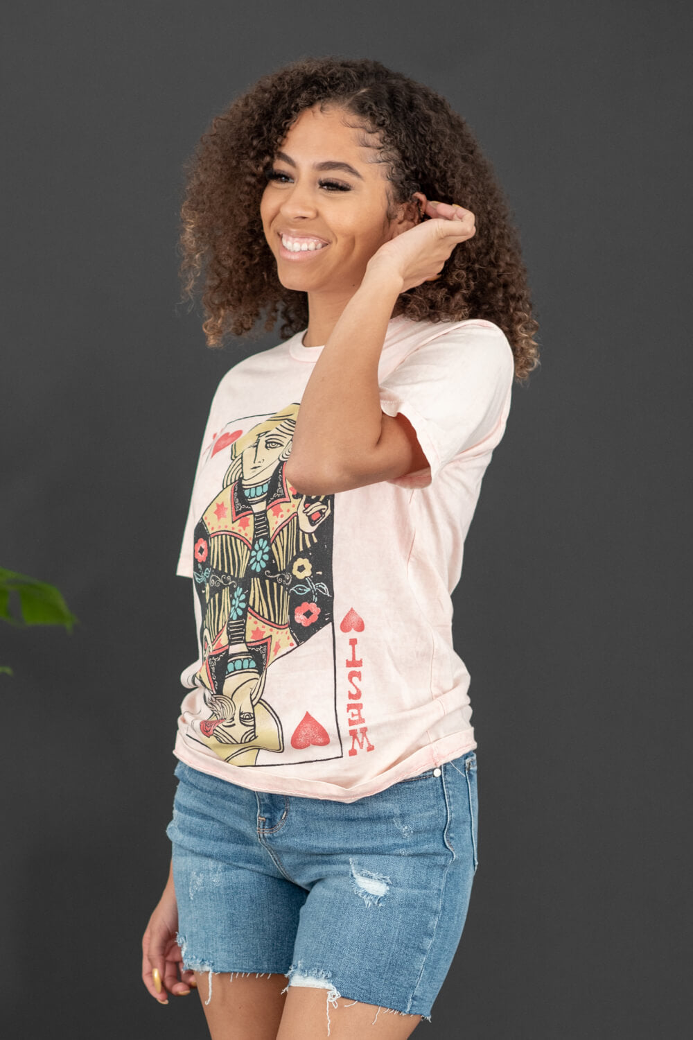 Lotus Fashion Wild West Card Graphic Tee in Pink -